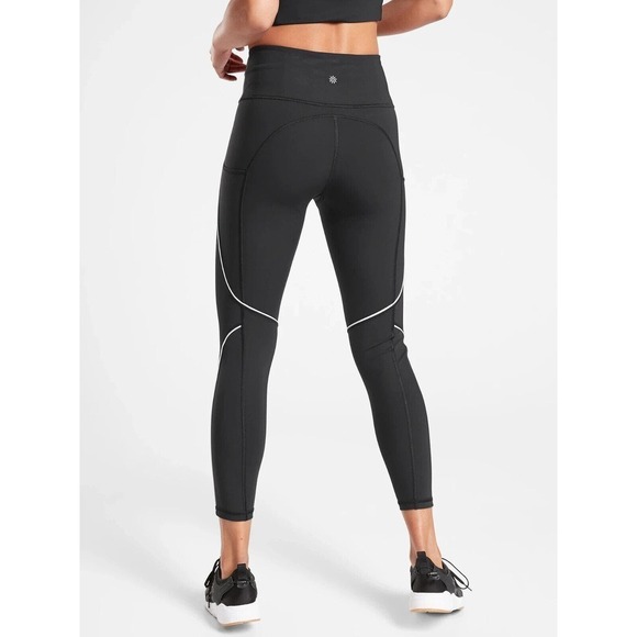 Athleta S Tailwind 7/8 Tight Black Relfective Pockets High Rise Stretch Pants - Picture 2 of 9
